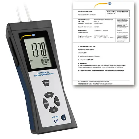 Differential Pressure HVAC Meter PCE-P01-ICA Incl. ISO Calibration Certificate