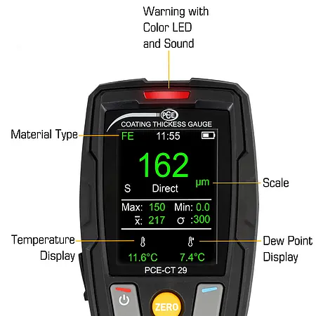 Paint Thickness Tester Screen description