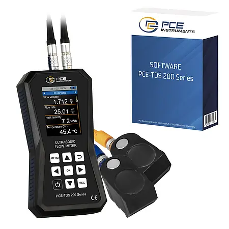 Portable Ultrasonic Flow Meter PCE-TDS 200 M-SW-KIT incl. software