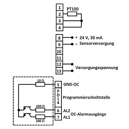 Temperature Indicator PCE-N20T connection PT100 sensor