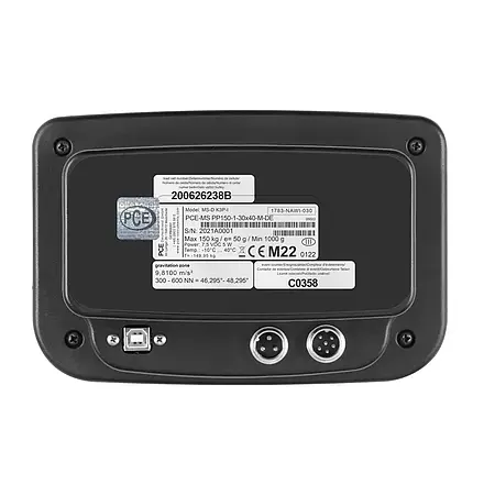 Trade Approved Scale PCE-MS PP150-1-30x40-M rear of display