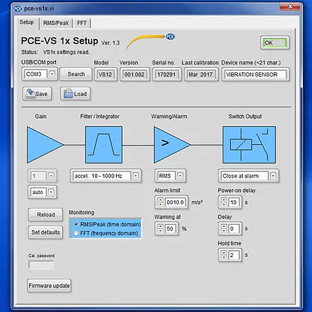 Vibration Meter Analyzer Sensor PCE-VS10 Software