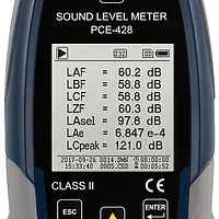 Class 2 Data-Logging Decibel Meter PCE-428 screen