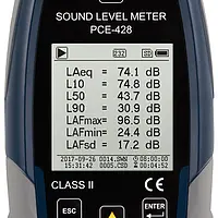 Class 2 Data-Logging Decibel Meter PCE-428 screen