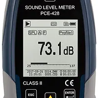 Class 2 Data-Logging Decibel Meter PCE-428 screen