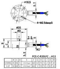 Force Gauge PCE-C-R20LFC-H11 series 5-2000 kg - diagram