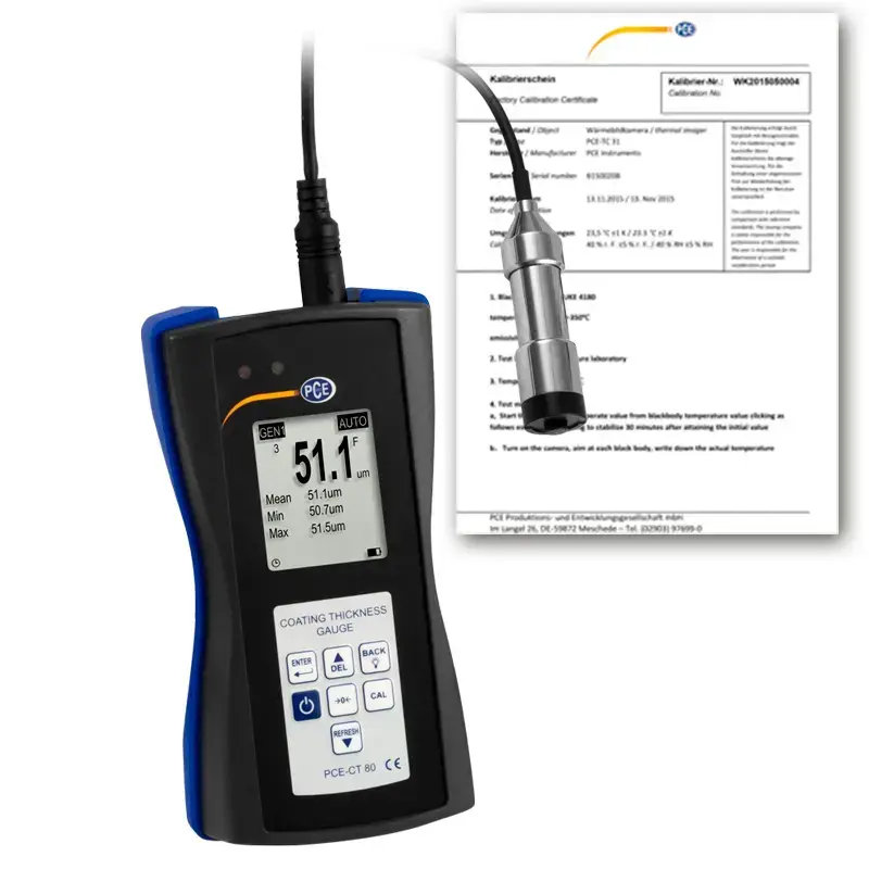 Spessimetro per vernici PCE-CT 80-FN2-ICA (Rapporto di taratura ISO  incluso)