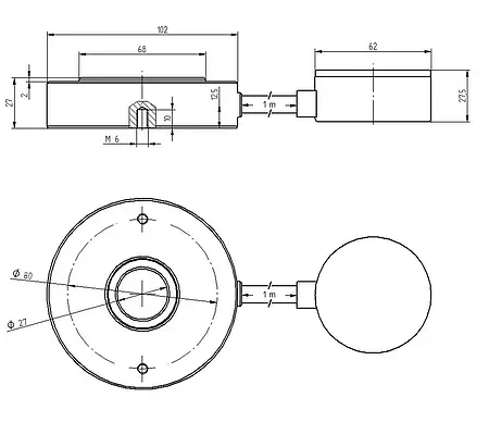 Dinamómetro hidráulico - Esquema dimensiones