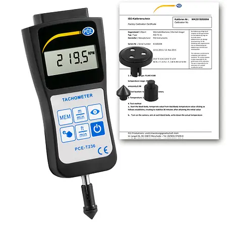 Tacómetro incl. certificado calibración ISO