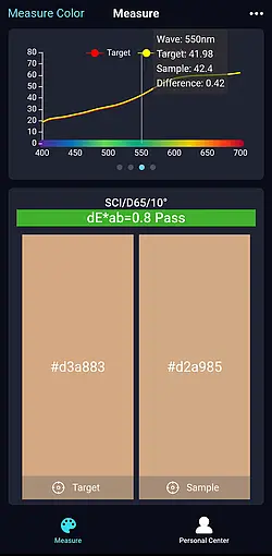 Medidor de color - Medición en la App