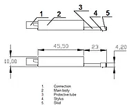 Esquema del sensor de repuesto PCE-RP-100 para el PCE-RT 2200