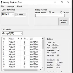 Dickenmessgerät PCE-CT 65 Software