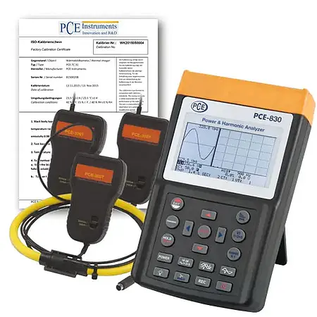 Analisador de potência incl. certificado de calibração ISO