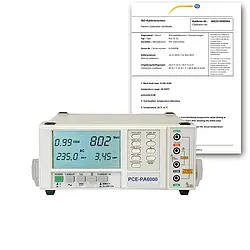 Analisador de potência incl. certificado de calibração ISO