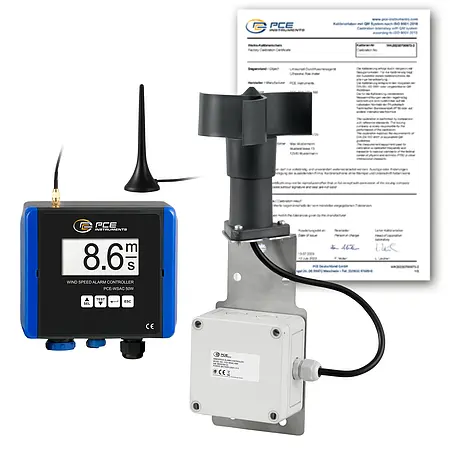 Anemômetro sem fio incl. certificado de calibração ISO