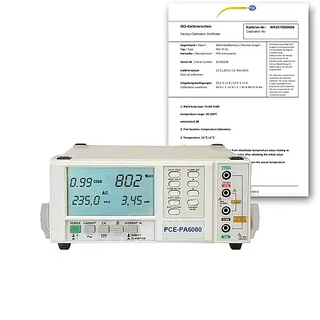 Şebeke Analizörü PCE-PA6000-ICA ISO Kalibrasyon Sertifikası dahil