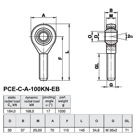 Mafsallı Başlık PCE-C-A-100KN-EB