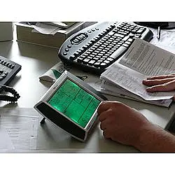 Touchscreen display on office desk