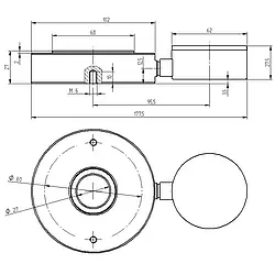 Force Gauge PCE-HFG 10K technical drawing