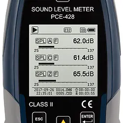 Outdoor Noise Dose Meter PCE-428-EKIT display