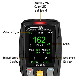 Paint Thickness Tester Screen description