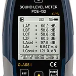 Display of Class 1 Sound Level Meter PCE-432-SC 09-ICA with Calibrator incl. ISO Cal. Cert.